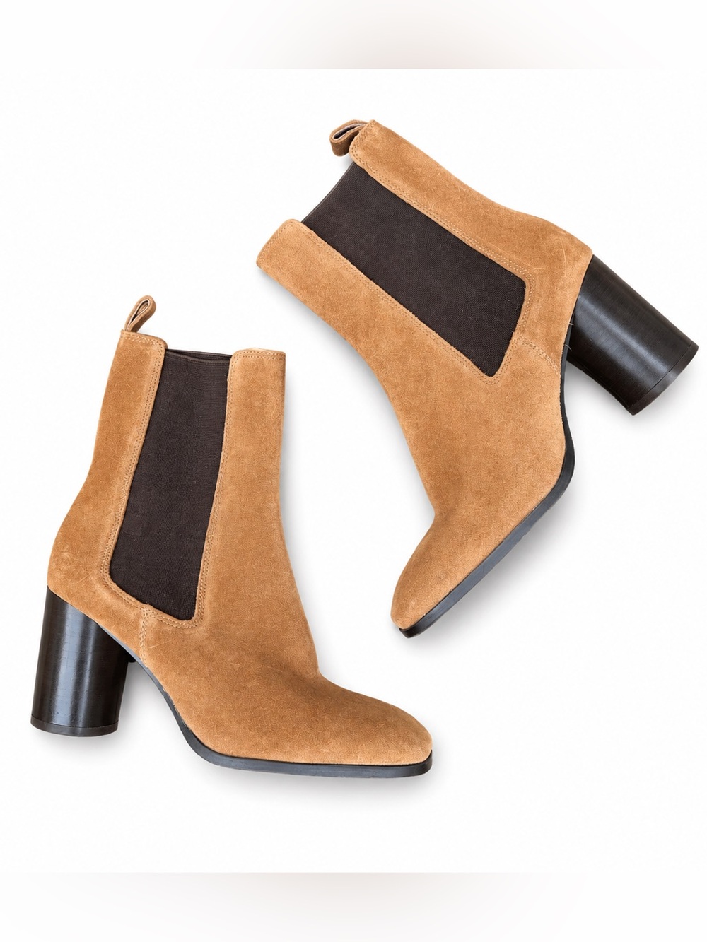 Boden Heeled Chelsea Boots Golden Brown Suede Ankle Boots Size 37/US6